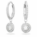 Angelic earrings Round cut crystal, White, Rhodium plated