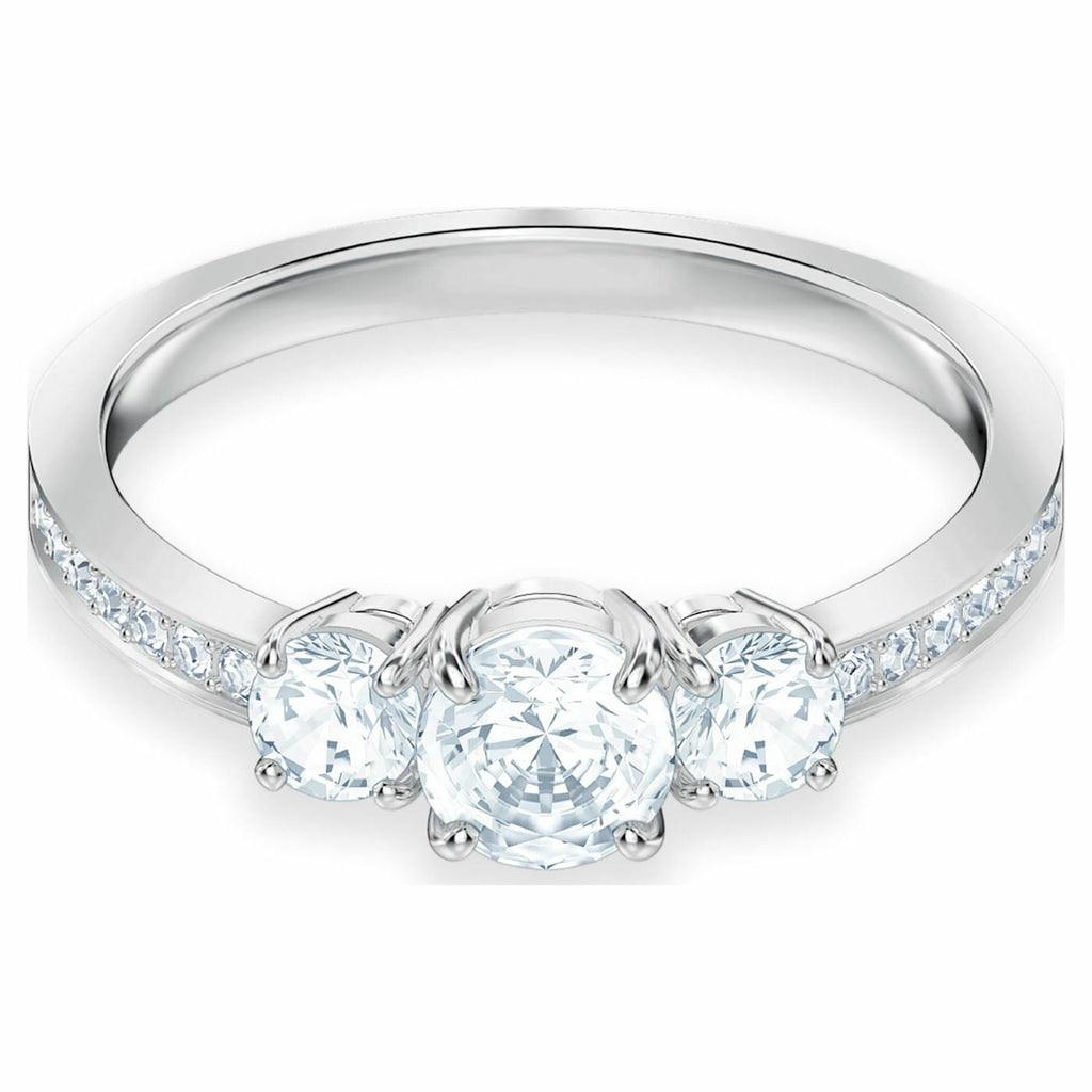 Attract Trilogy ring Round, White, Rhodium plated