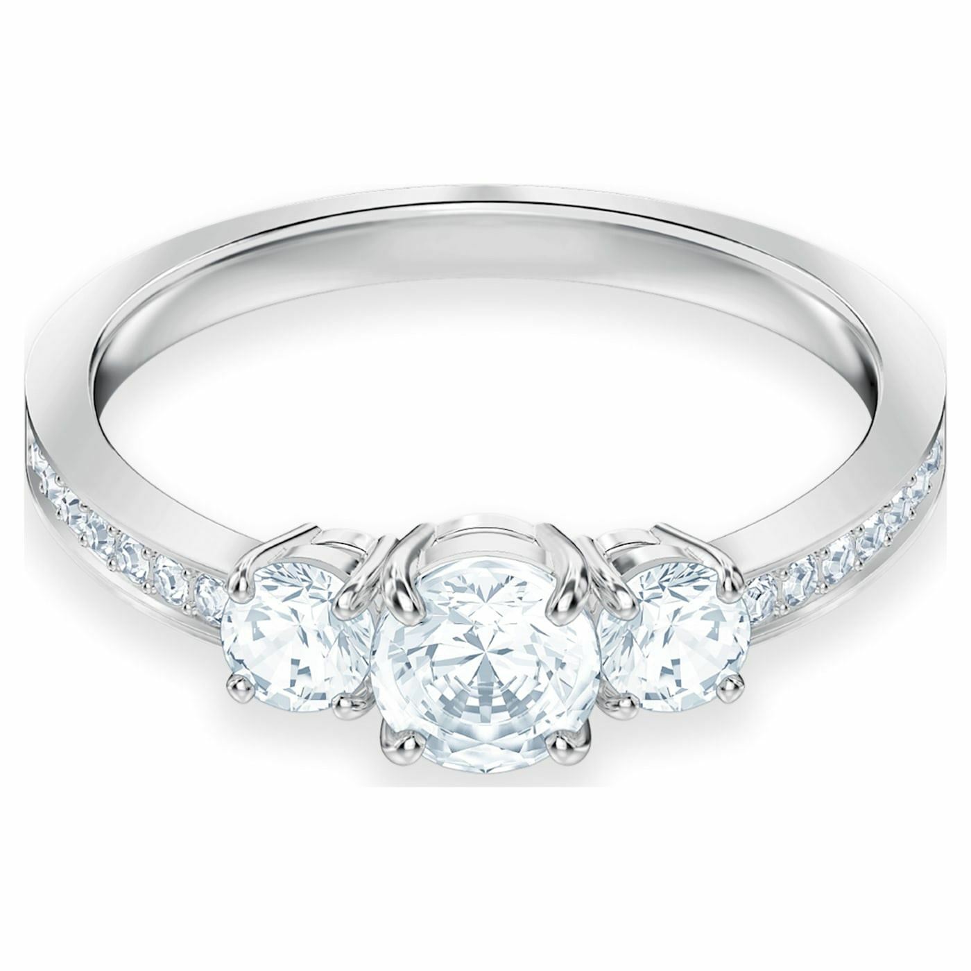 Attract Trilogy ring Round, White, Rhodium plated