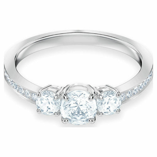 Attract Trilogy ring Round, White, Rhodium plated