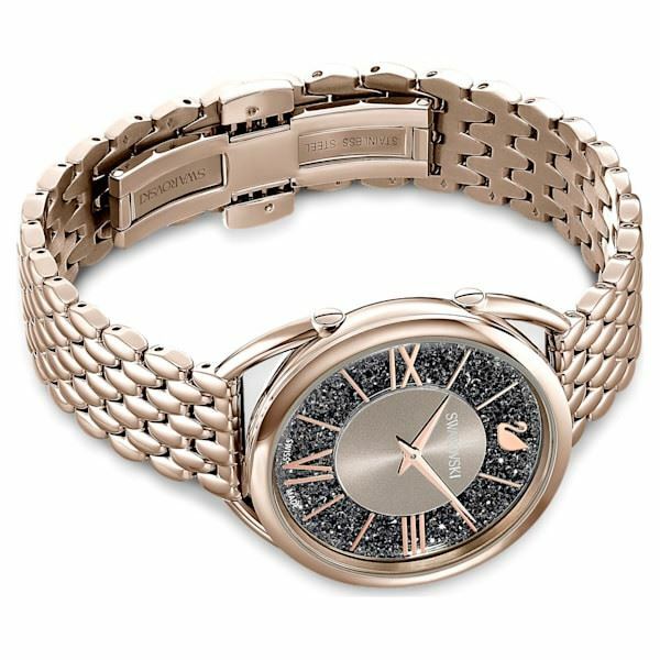 Crystalline Glam watch Metal bracelet, Grey, Champagne-gold tone 5452462