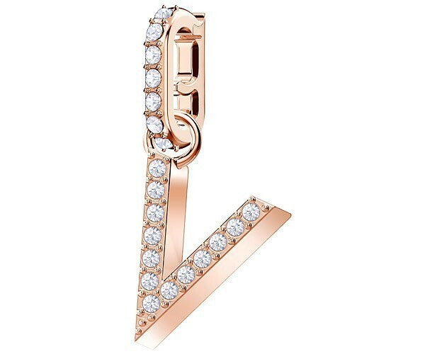 Genuine SWAROVSKI Charm Remix Letter "V" Rose Gold Plated 5437610