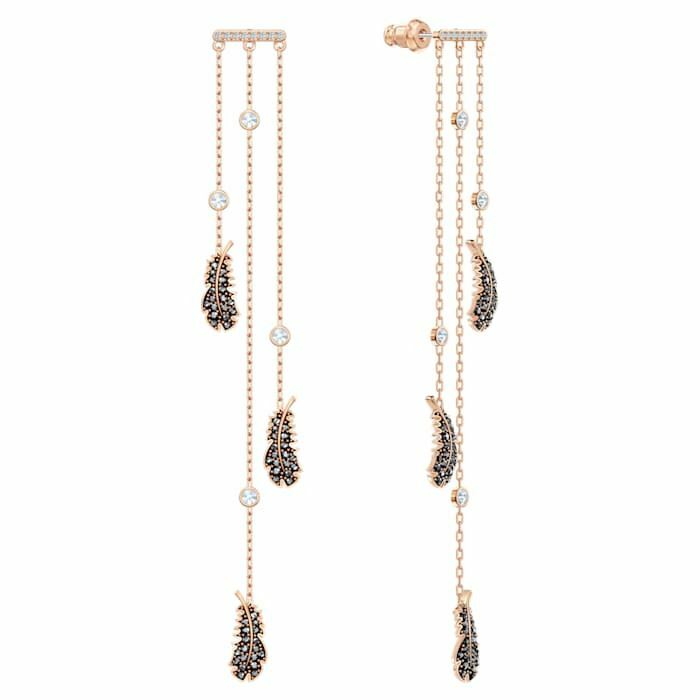 Swarovski Naughty Chandelier pierced earring Black Rose-gold tone plated 5497873