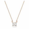 Attract necklace Square, White, Rose-gold tone plated