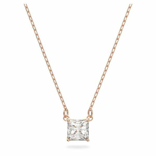 Attract necklace Square, White, Rose-gold tone plated