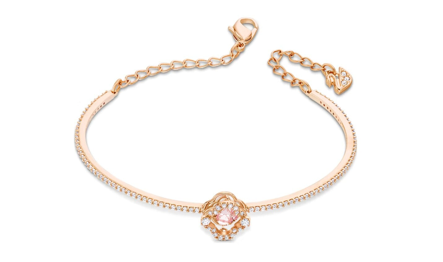 Genuine Swarovski Sparkling Dance Clover Pink, Rose Gold Bracelet 5516476