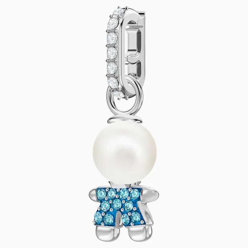 Genuine Swarovski Remix Collection Boy Charm, Aqua, Rhodium plated 5468566