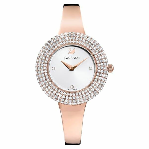 Crystal Rose watch Metal bracelet, Rose gold tone, Rose-gold tone PVD