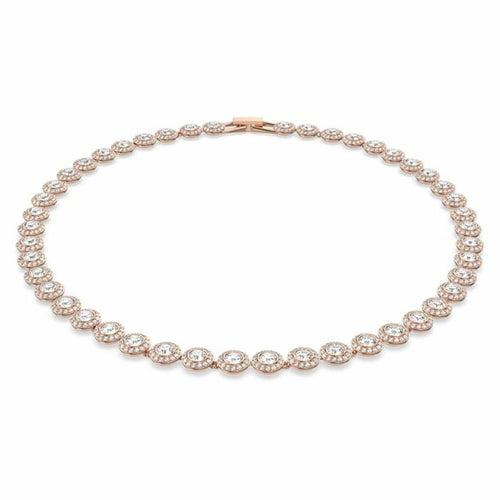 Angelic necklace Round, White, Rose-gold tone plated