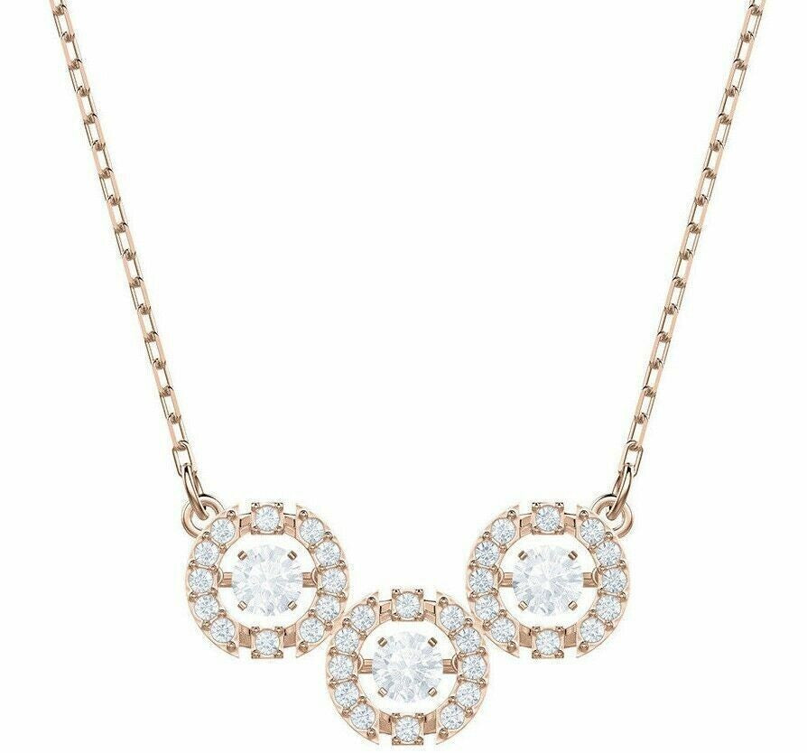 Genuine Swarovski Crystal SPARKLING DANCE TRILOGY NECKLACE ROSE GOLD 5480482