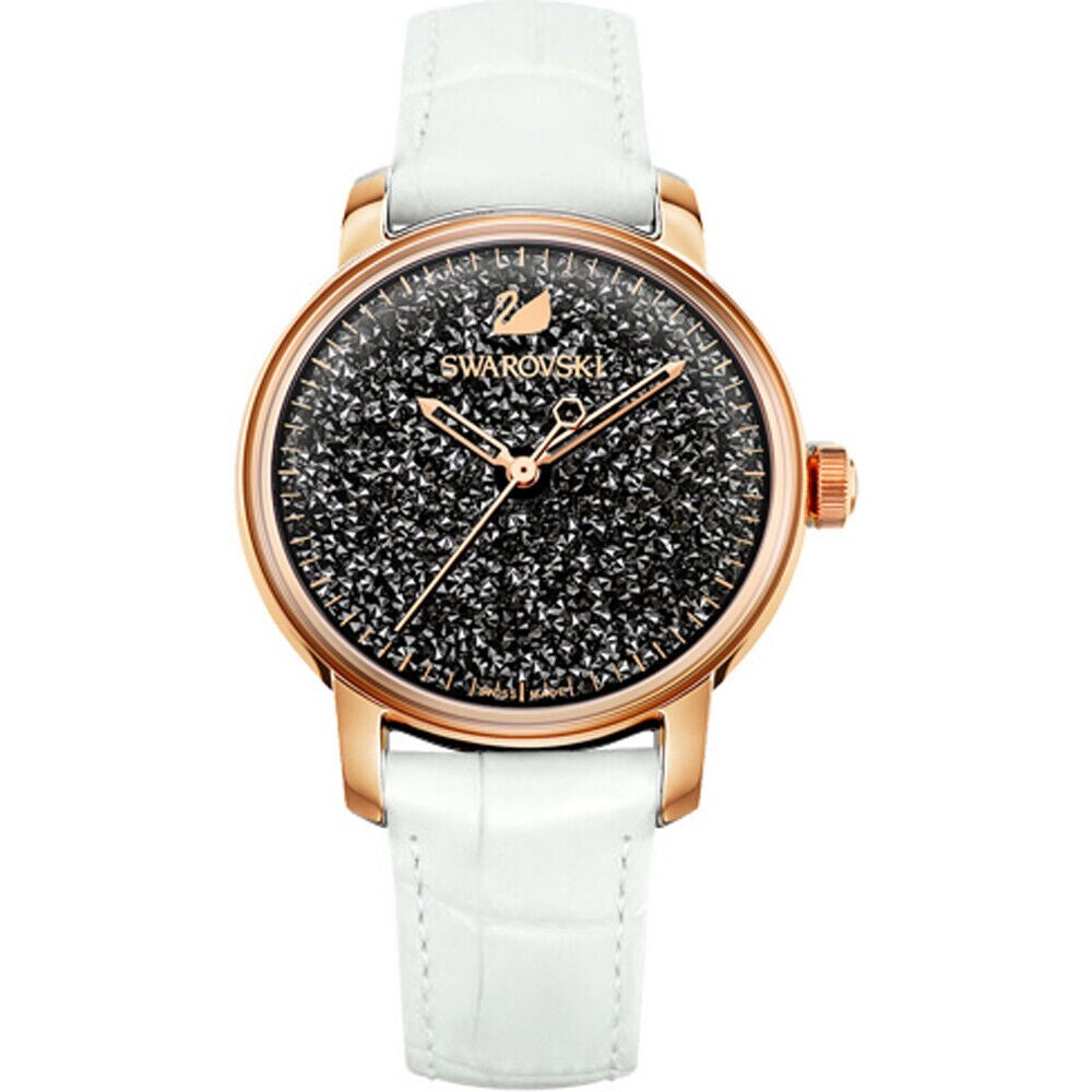 Genuine Swarovski Crystalline Hours White Leather Watch 5344635