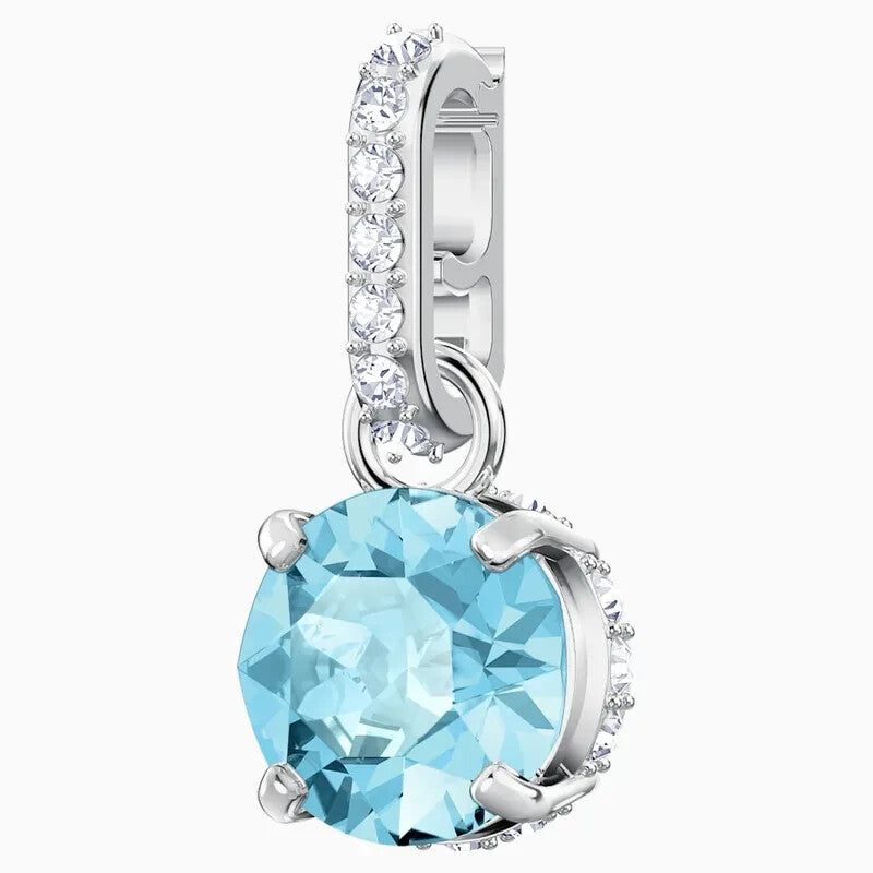 Genuine Swarovski Remix Collection Charm, March, Aqua, Rhodium plated 5435642