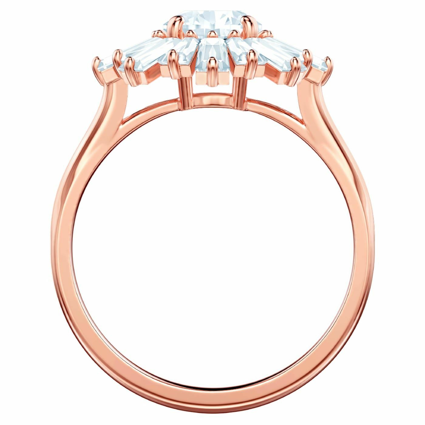 Sunshine ring Sun, White, Rose-gold tone plated