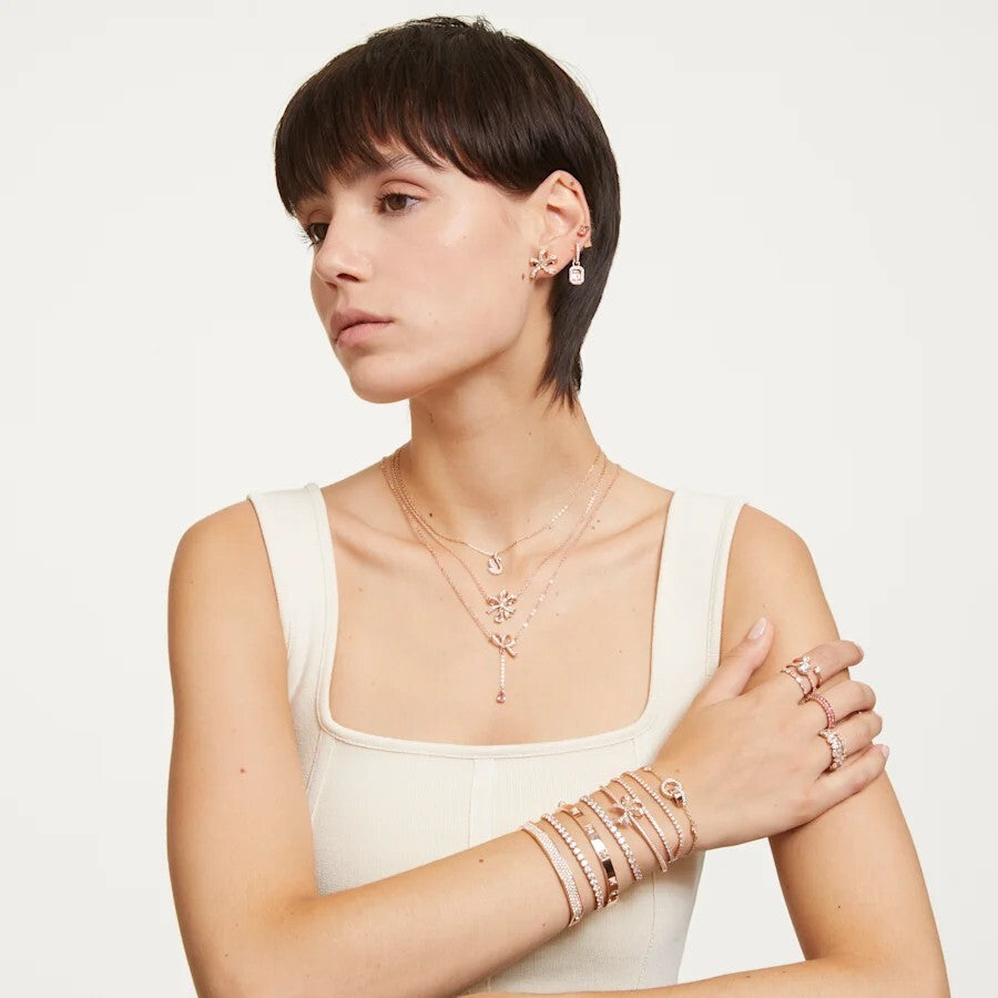 Genuine SWAROVSKI Tactic bangle White, Rose gold-tone finish (L)5184528
