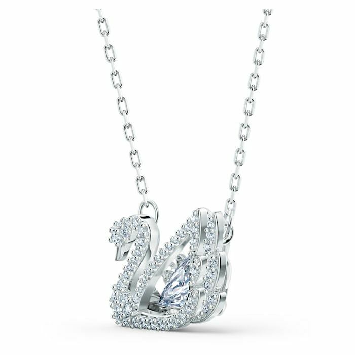 Swarovski Dancing Swan necklace Swan, White, Rhodium plated