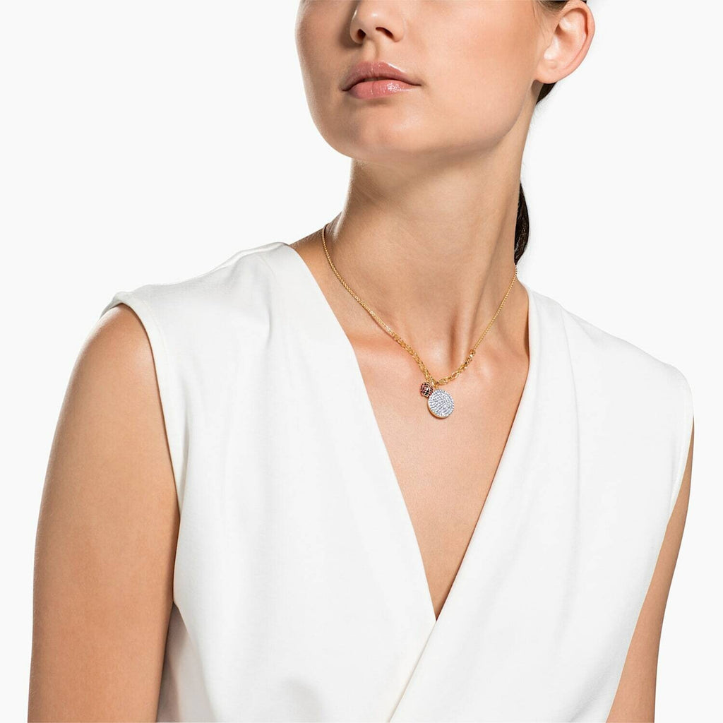 Genuine Swarovski LISABEL COIN NECKLACE, RED, GOLD-TONE PLATED 5498808