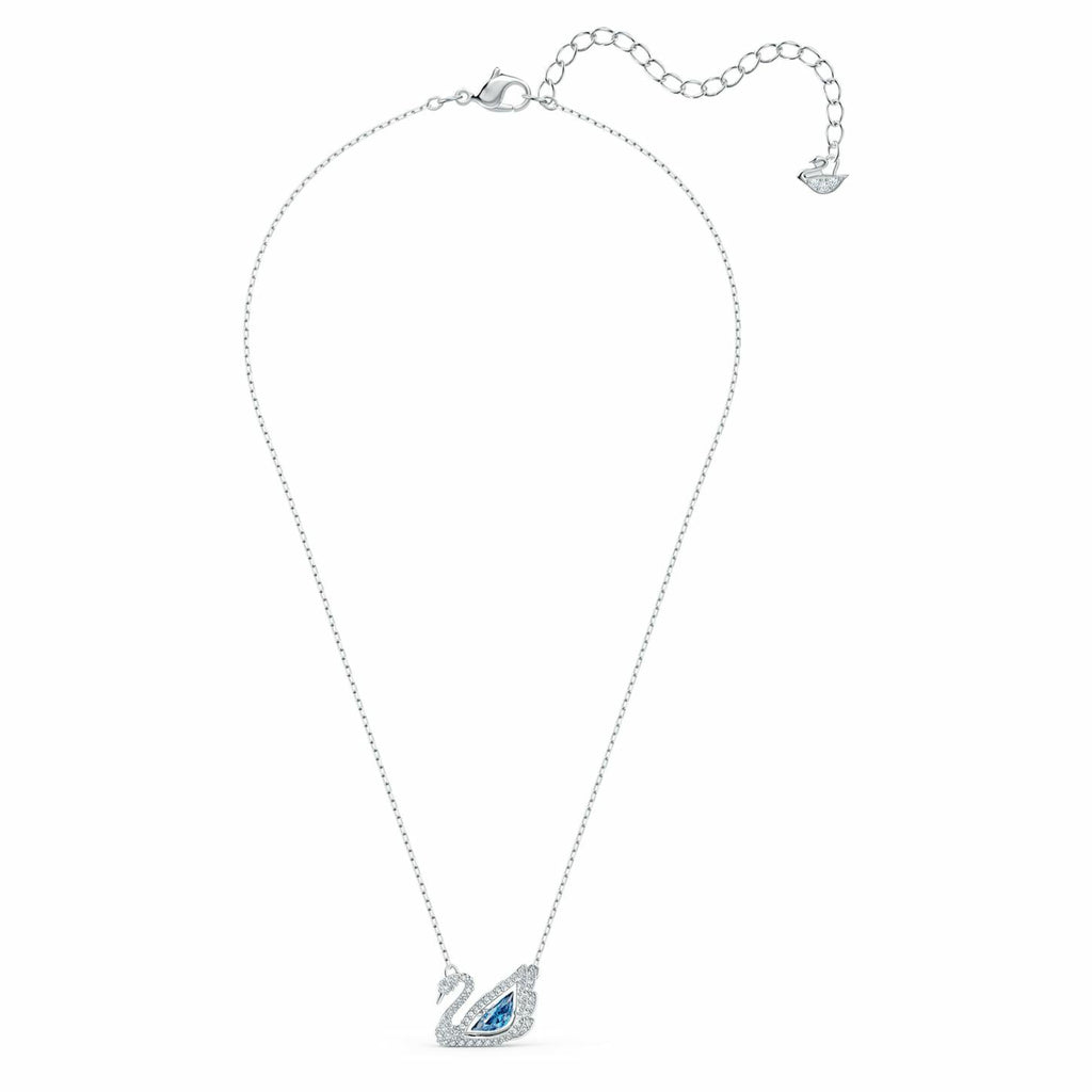 Dancing Swan necklace Swan, Blue, Rhodium plated