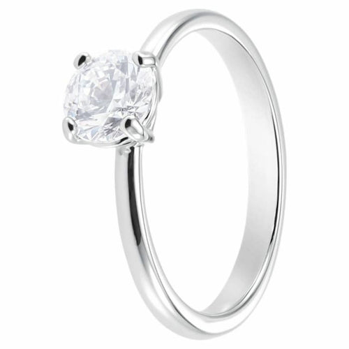 Attract ring Round, White, Rhodium plated