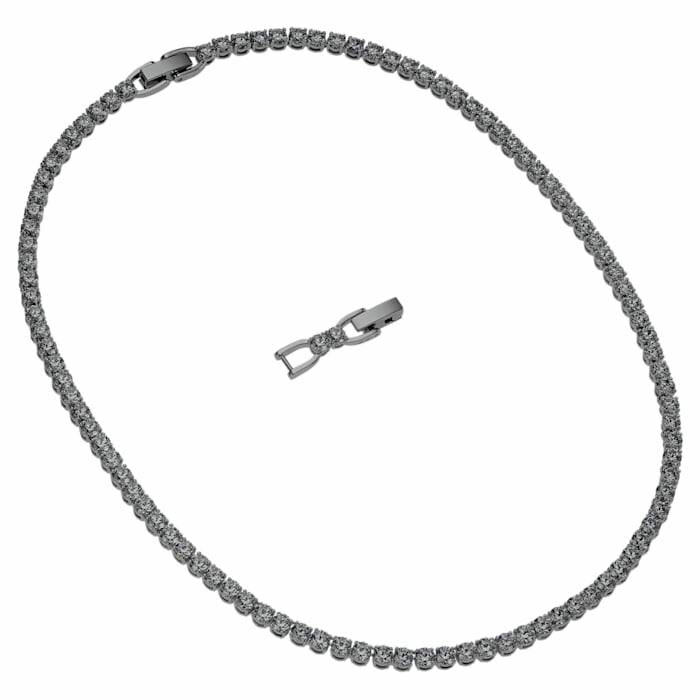 Tennis Deluxe necklace Black, Ruthenium plated