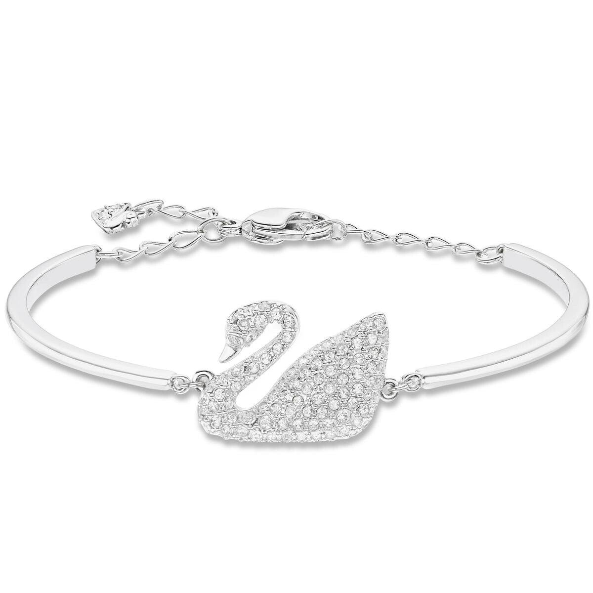 Genuine Swarovski Swan Bangle 5011990 Crystal Rhodium Clear