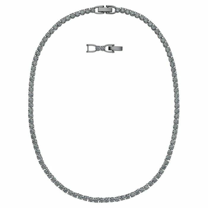 Tennis Deluxe necklace Black, Ruthenium plated
