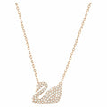 Swan necklace Swan, White, Rose-gold tone plated