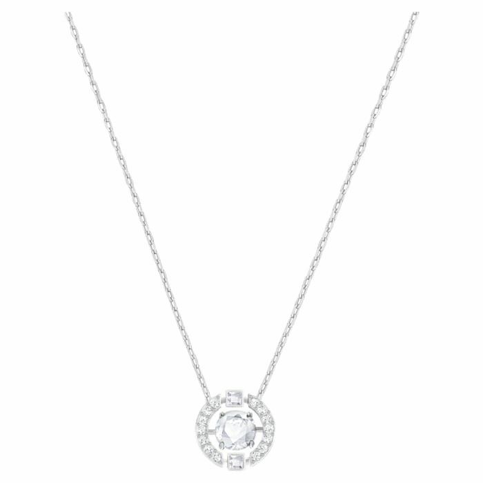 Swarovski Sparkling Dance necklace Round, White, Rhodium plated 5286137