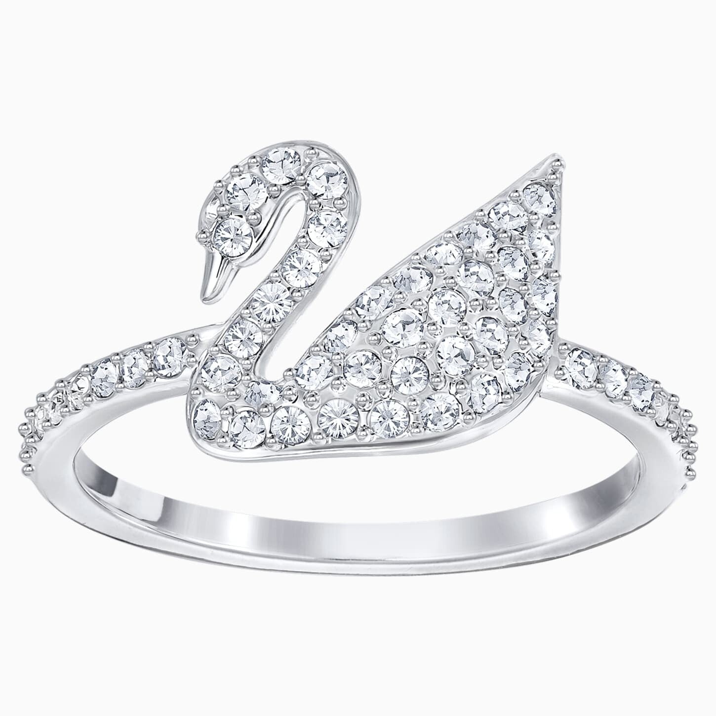 Genuine Swarovski Crystal ICONIC SWAN:RING CRY/RHS 48  5258398 Brand New