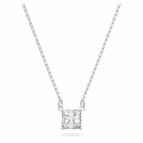 Attract necklace Square, White, Rhodium plated
