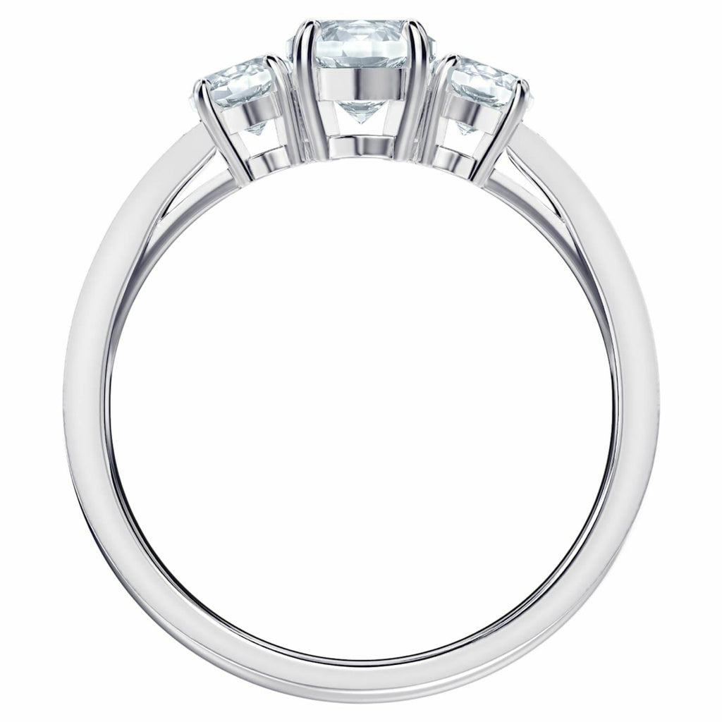 Attract Trilogy ring Round, White, Rhodium plated