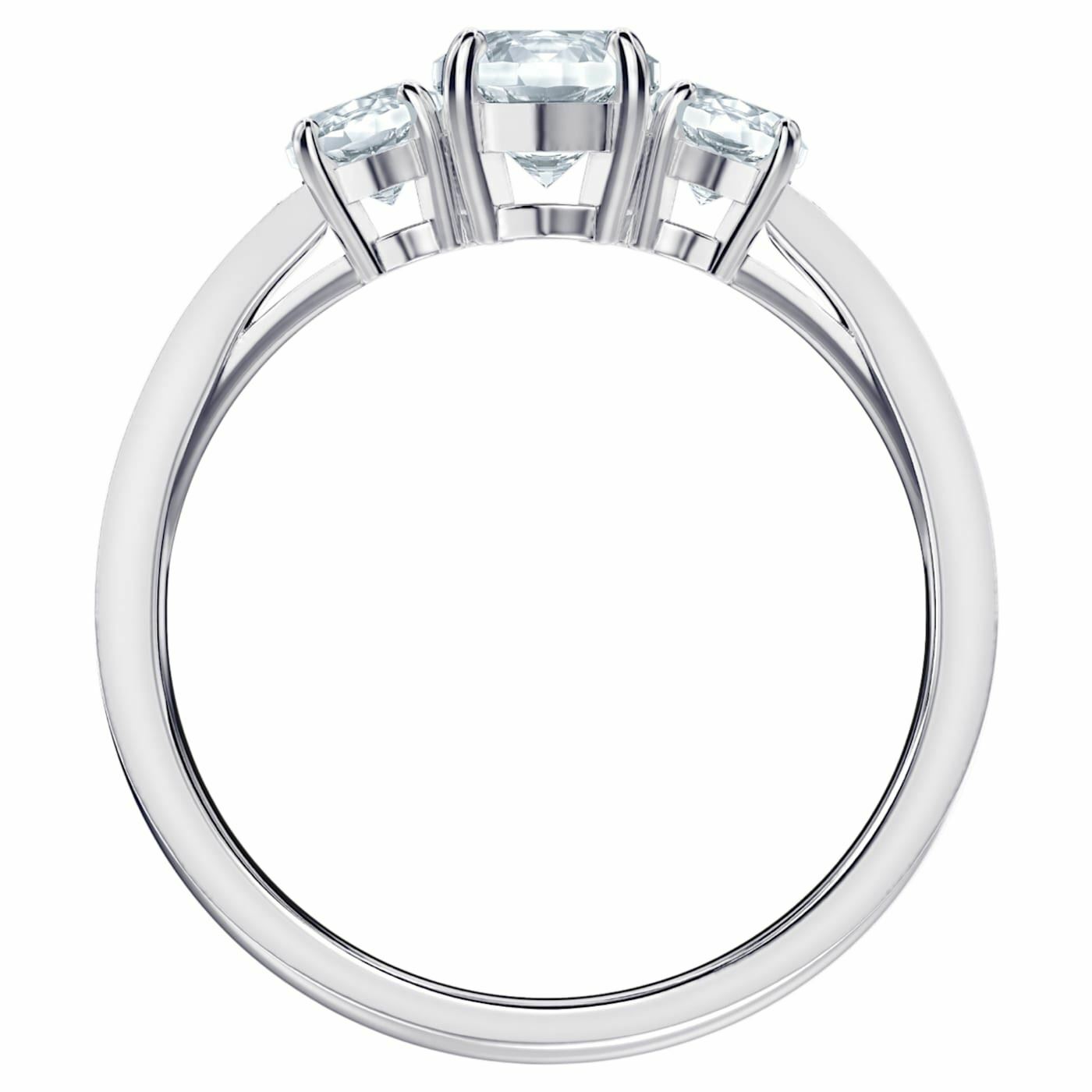 Attract Trilogy ring Round, White, Rhodium plated