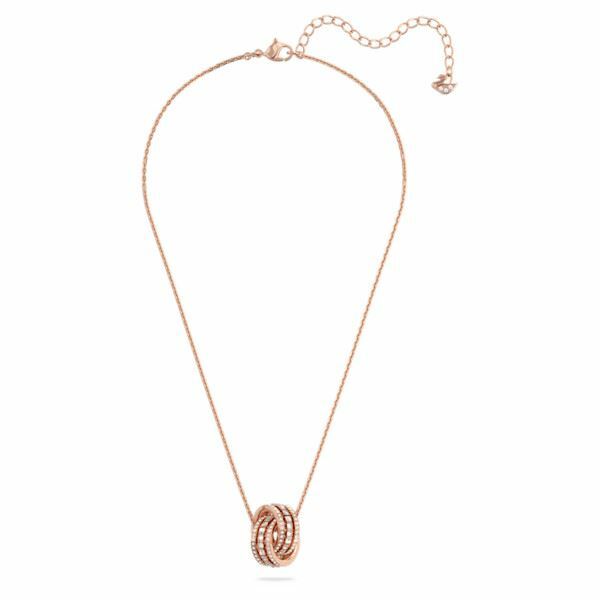 Further pendant Pavé, Interlocking loop, White, Rose-gold tone plated