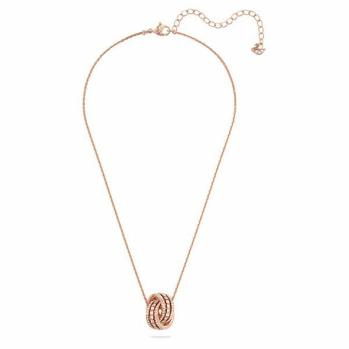 Further pendant Pavé, Interlocking loop, White, Rose-gold tone plated