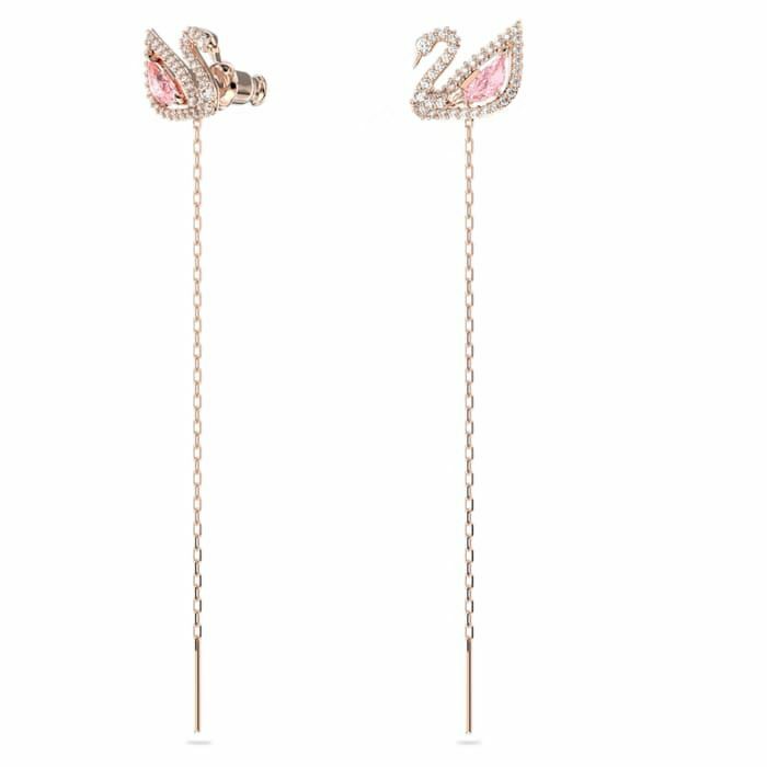 Swarovski Dazzling Swan earrings Swan, Pink, Rose-gold tone plated 5469990