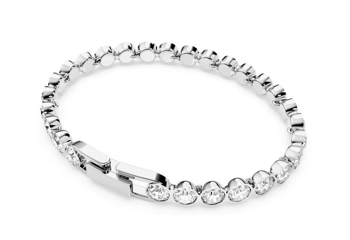 Genuine Swarovski  Round Cut White Rhodium Plated Tennis Bracelet 1791305