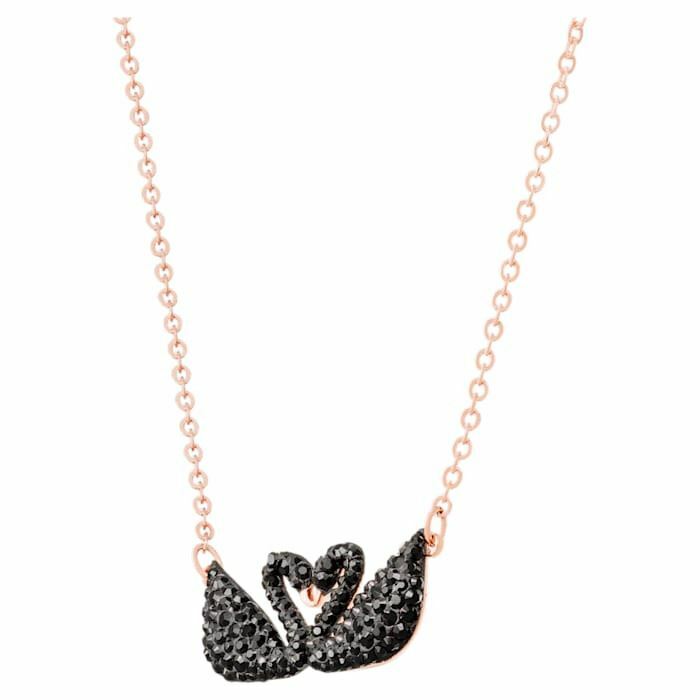 Swarovski Iconic Swan necklace Swan, Black, Rose-gold tone plated
