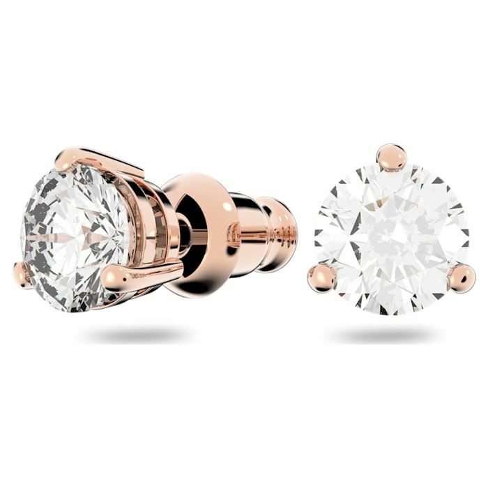 SWAROVSKI Solitaire Stud Earrings White, Rose-gold tone plated 5112156