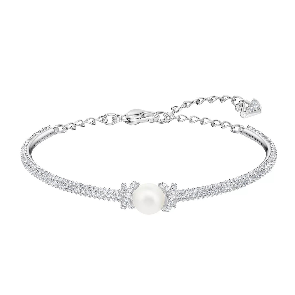 Genuine Swarovski  Rhodium Plated, Pearl & Crystal Bangle 5461083