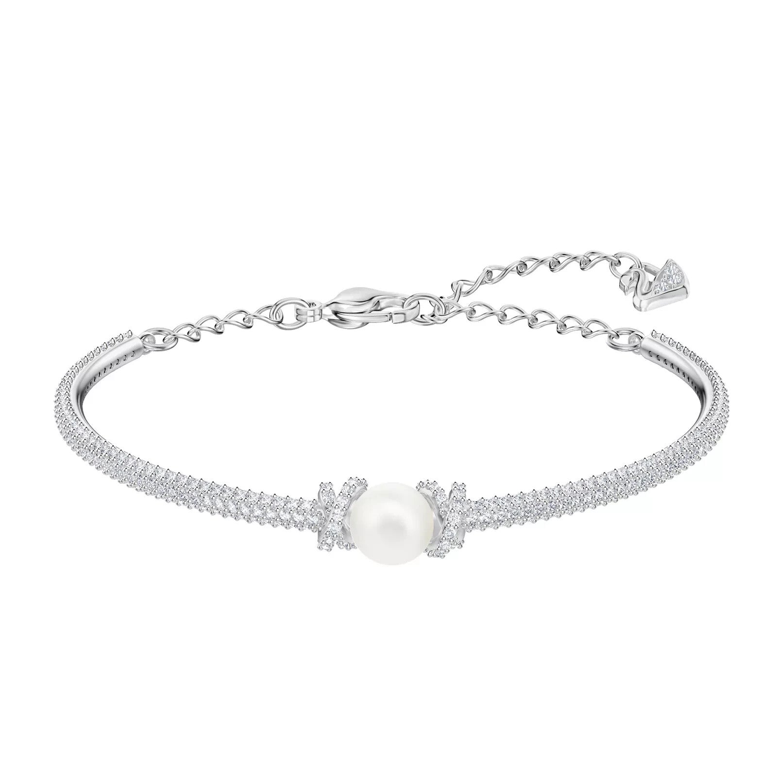 Genuine Swarovski  Rhodium Plated, Pearl & Crystal Bangle 5461083