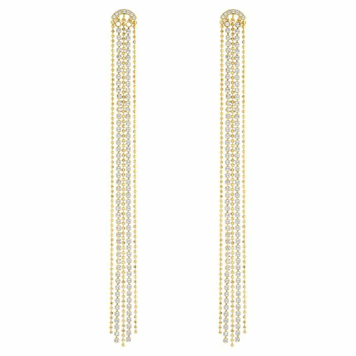 Fit Tassell pierced earrings White, Gold-tone plated