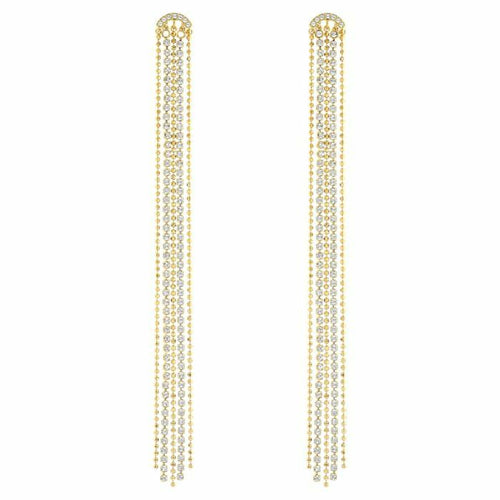 Fit Tassell pierced earrings White, Gold-tone plated