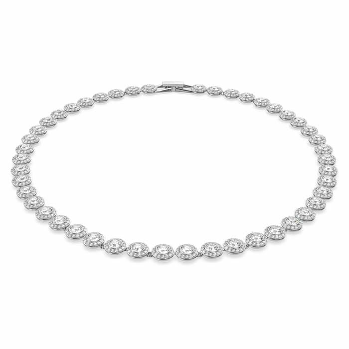 Angelic necklace Round, White, Rhodium plated