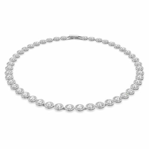 Angelic necklace Round, White, Rhodium plated