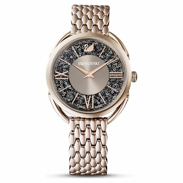 Crystalline Glam watch Metal bracelet, Grey, Champagne-gold tone 5452462