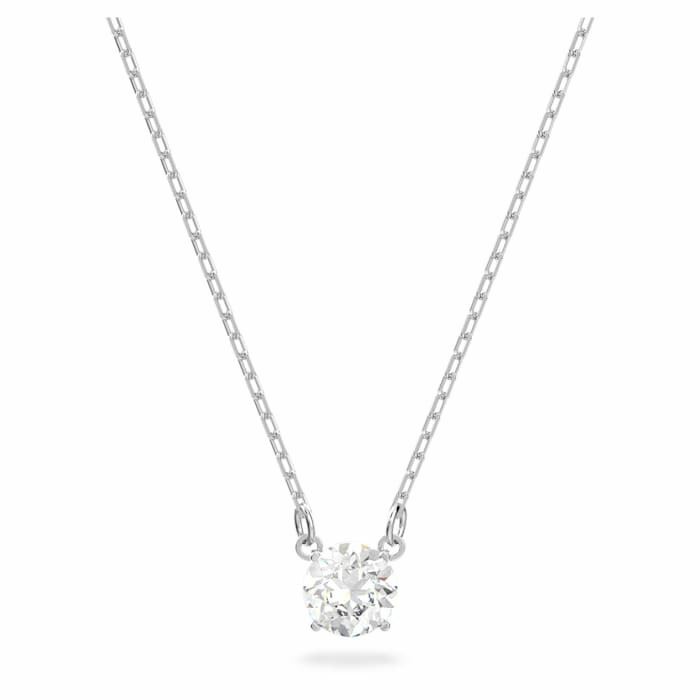 Attract necklace Round, White, Rhodium plated
