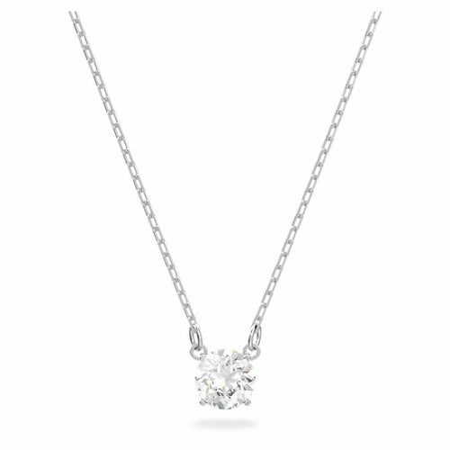 Attract necklace Round, White, Rhodium plated