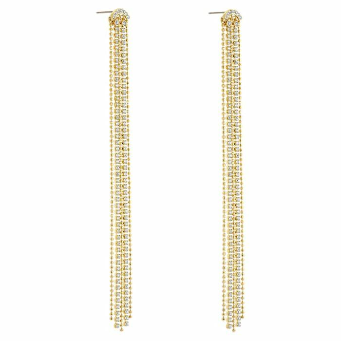 Fit Tassell pierced earrings White, Gold-tone plated