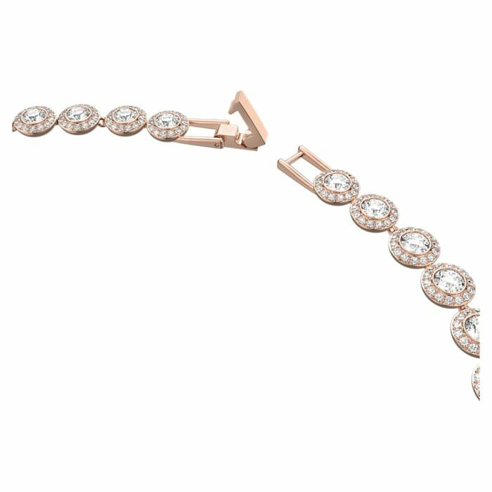 Angelic necklace Round, White, Rose-gold tone plated