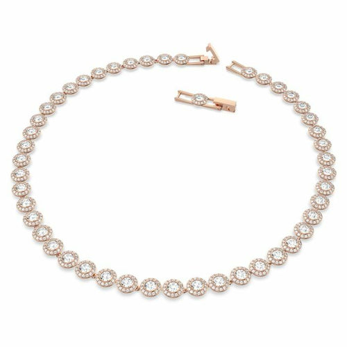 Angelic necklace Round, White, Rose-gold tone plated