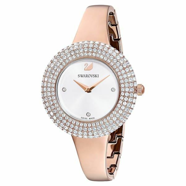 Crystal Rose watch Metal bracelet, Rose gold tone, Rose-gold tone PVD
